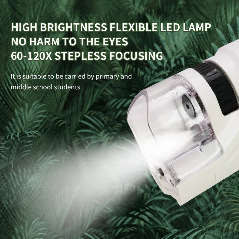 Mini Pocket Microscope for Kids — 60x-120x STEM Science Explorer